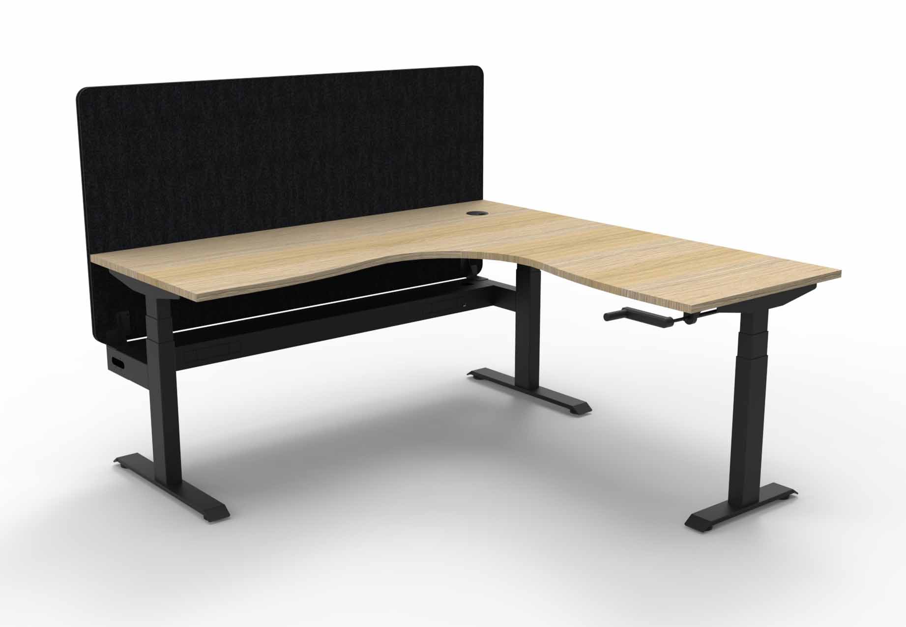 Boost Crank Manual Sit-Stand Corner Workstation with Cable Tray and Eco Screen